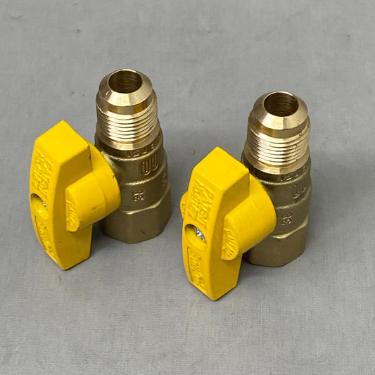 BRASSCRAFT (2 Pack) Gas Ball Valve 1/2" O.D. Flare X 1/2" F.I.P Yellow TBV8-8