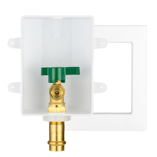 1/2" Copper Press Inlet, Ice Maker Outlet Box, with Installed 1/4 Turn Ball Valve