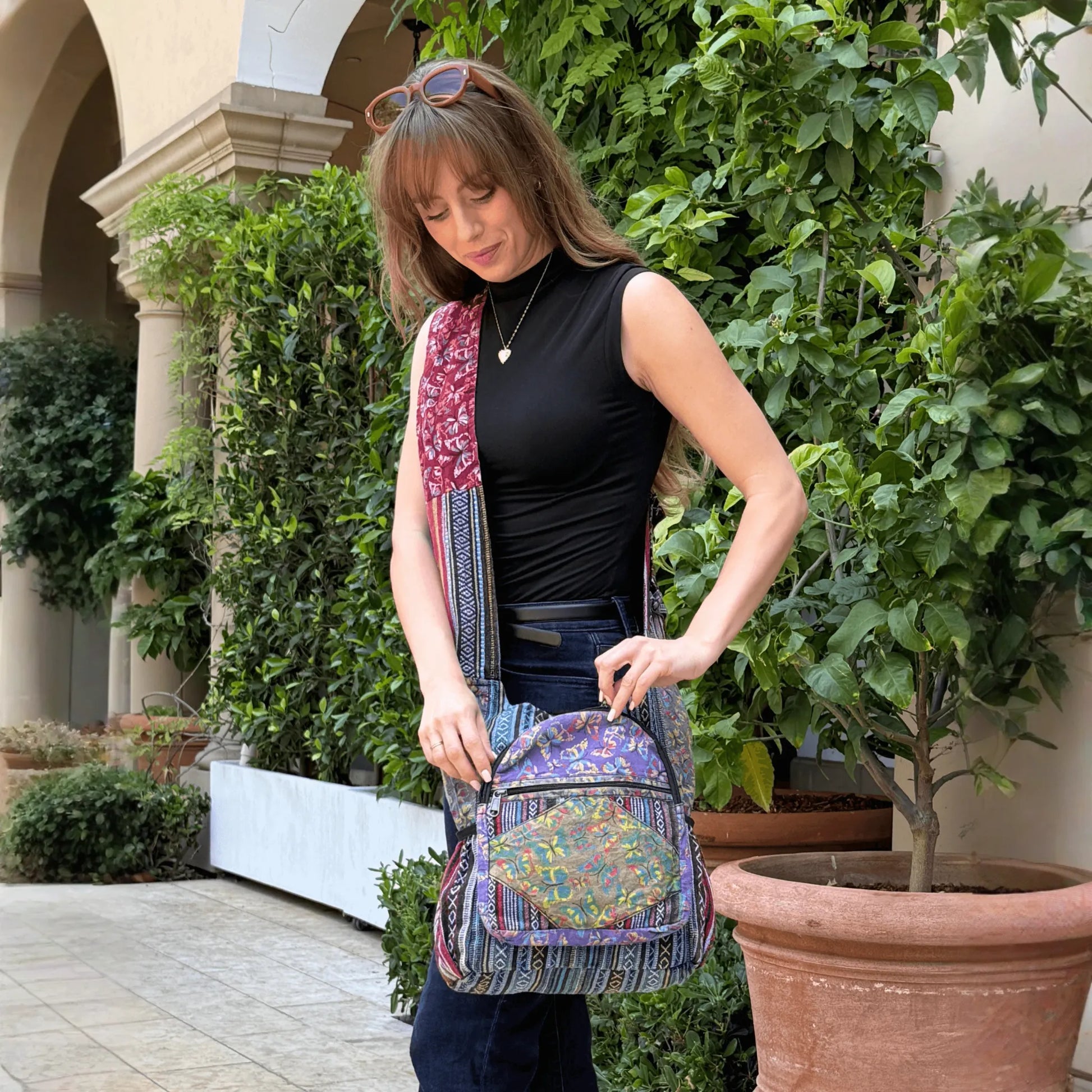 Kathmandu Collection Butterfly Design Hobo Bag