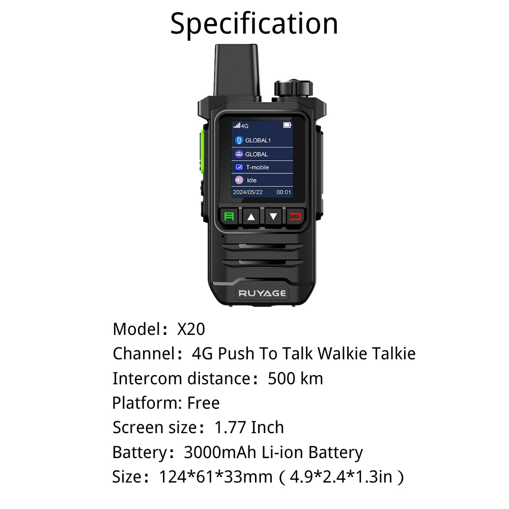 Ruyage Radio Nationwide PTT Walkie-Talkie(X20)