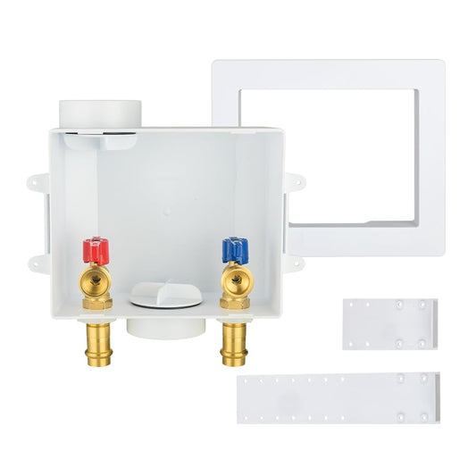 1/2" Copper Press Inlet, Washing Machine Outlet Box, Center Drain