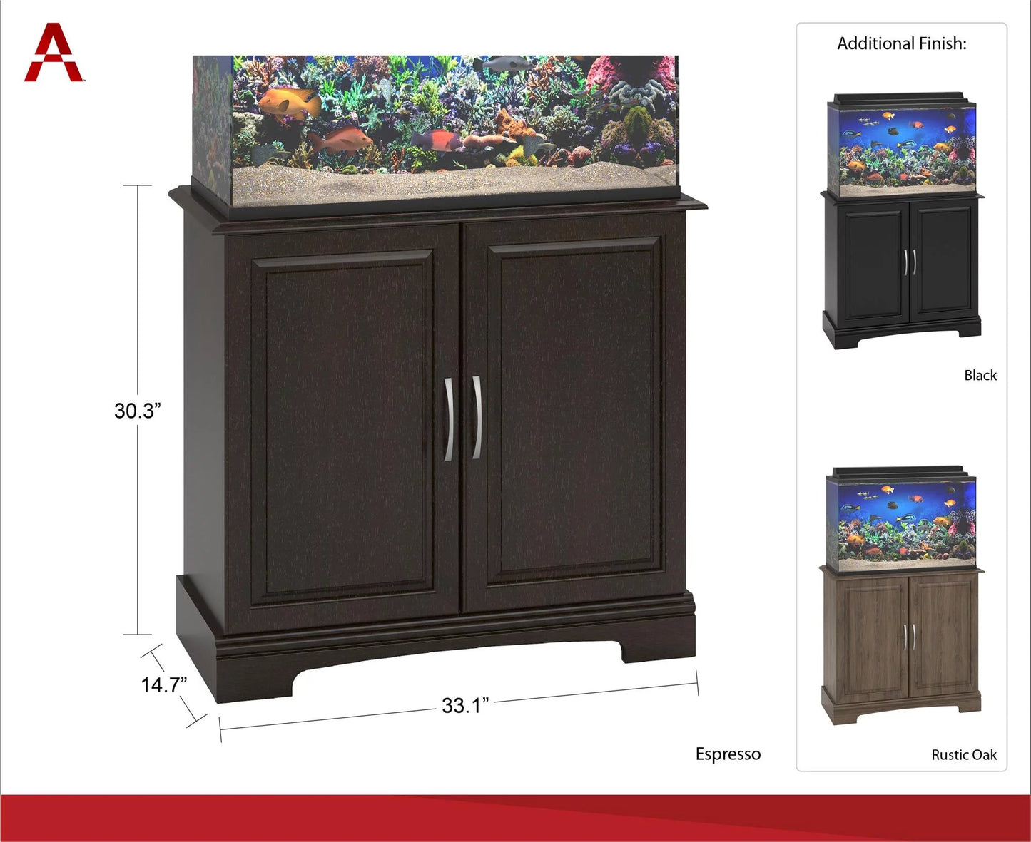 Alta Vista 29 - 37 Gallon Aquarium Stand, Rustic Oak