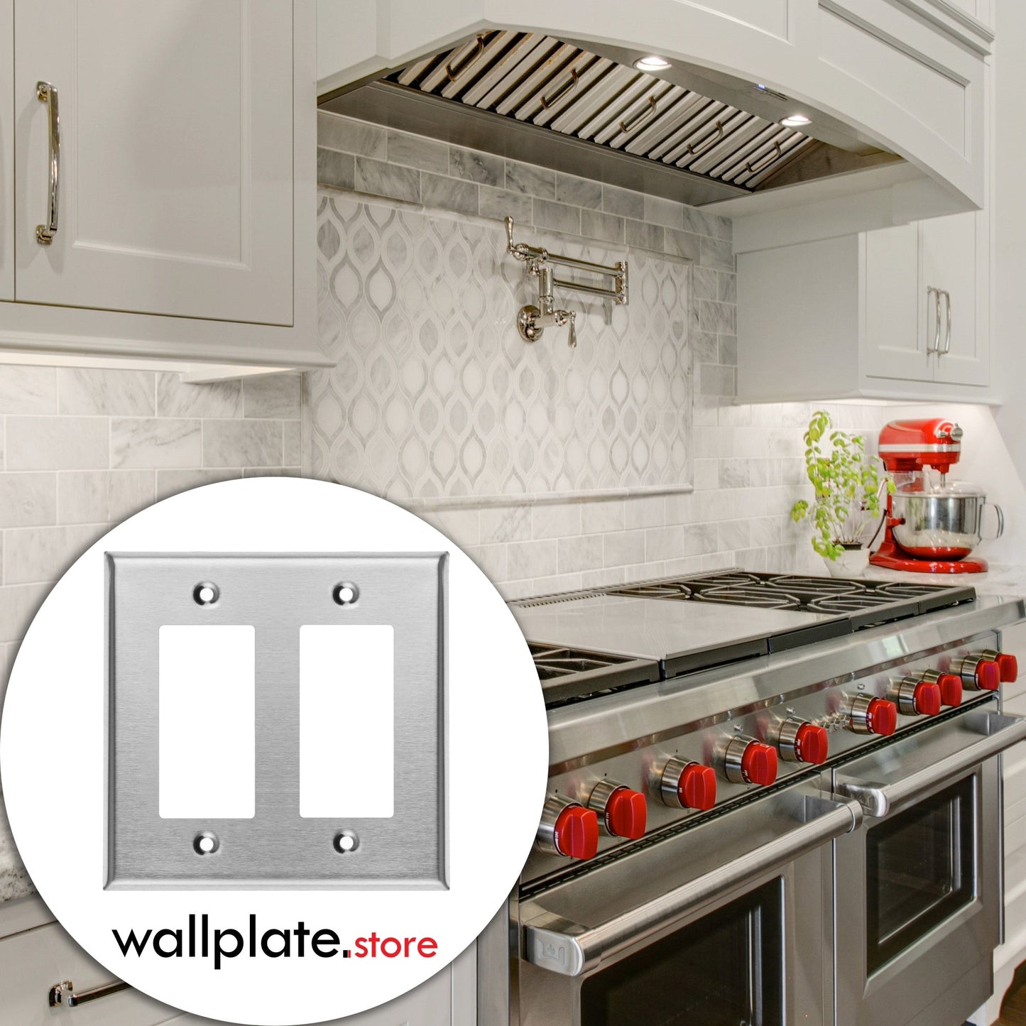 2-Gang Stainless Steel Rocker GFCI Decora® Style Wall Plate, Made in USA