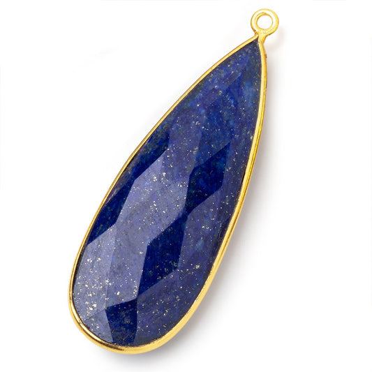 46x17mm Vermeil Bezel Lapis Lazuli Faceted Pear Pendant 1 piece