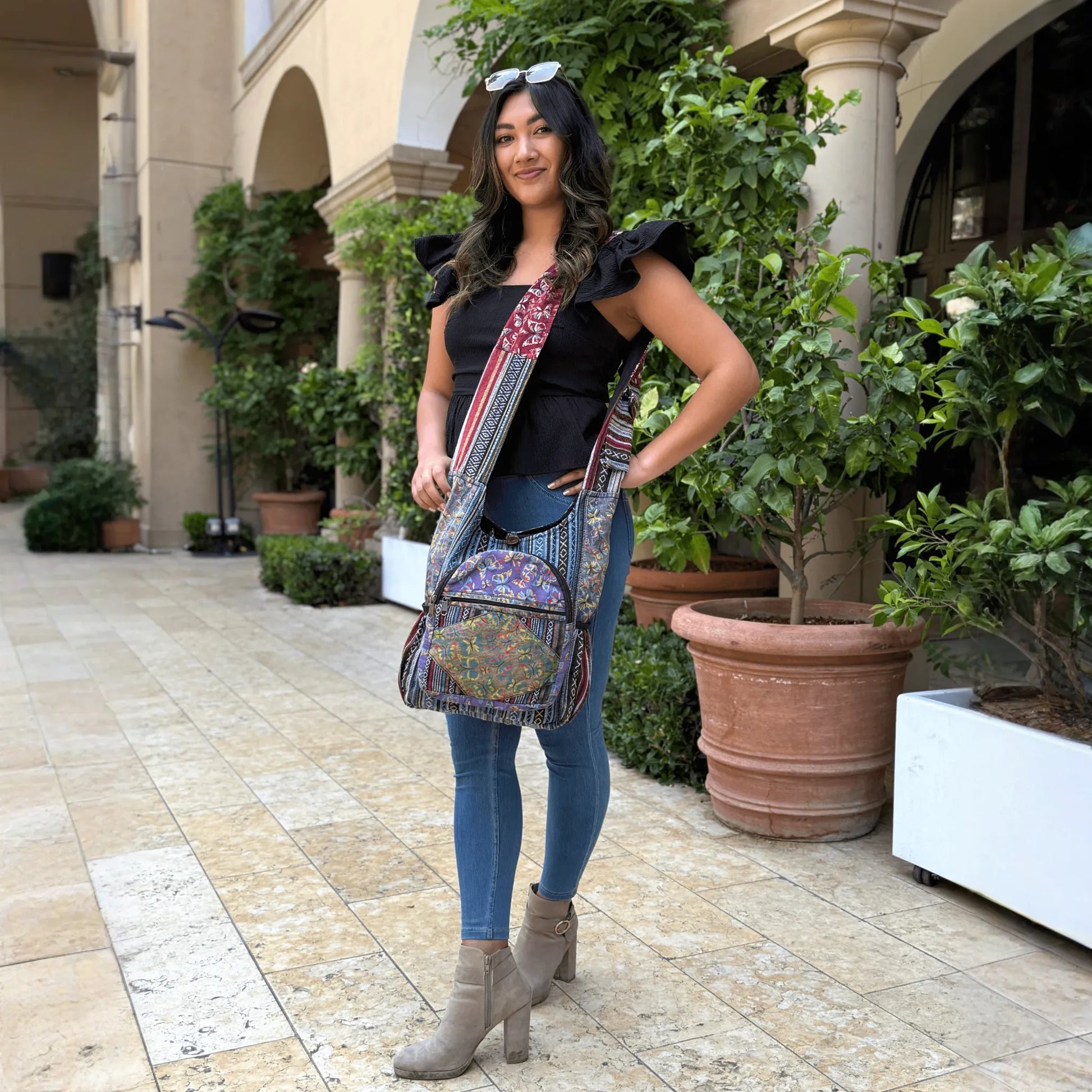 Kathmandu Collection Butterfly Design Hobo Bag