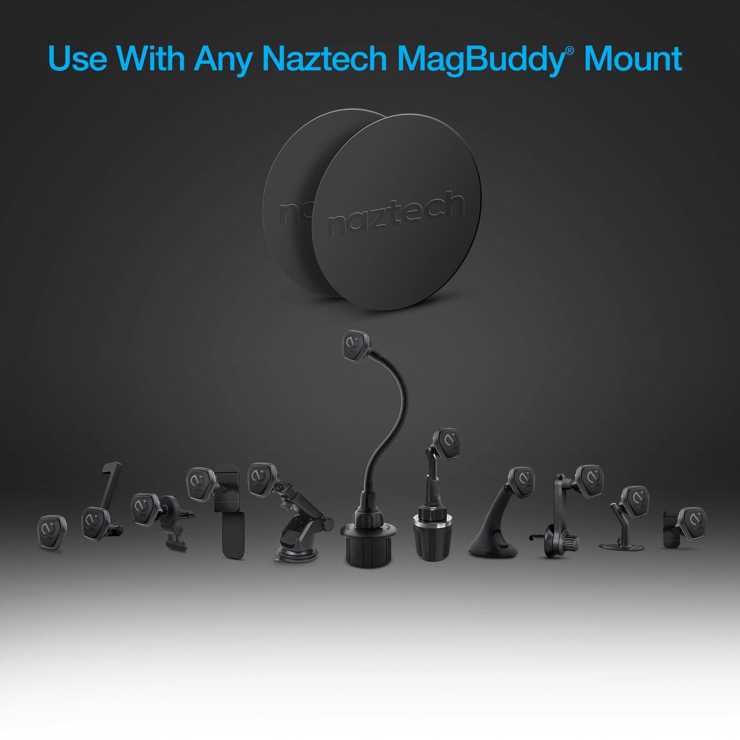 Naztech MagBuddy Universal Round Plates Compatible w Charge Devices