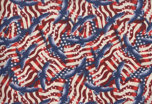 Foust Textiles Made In The USA Red White and Blue Stars and Stripes Eagles Patriotic