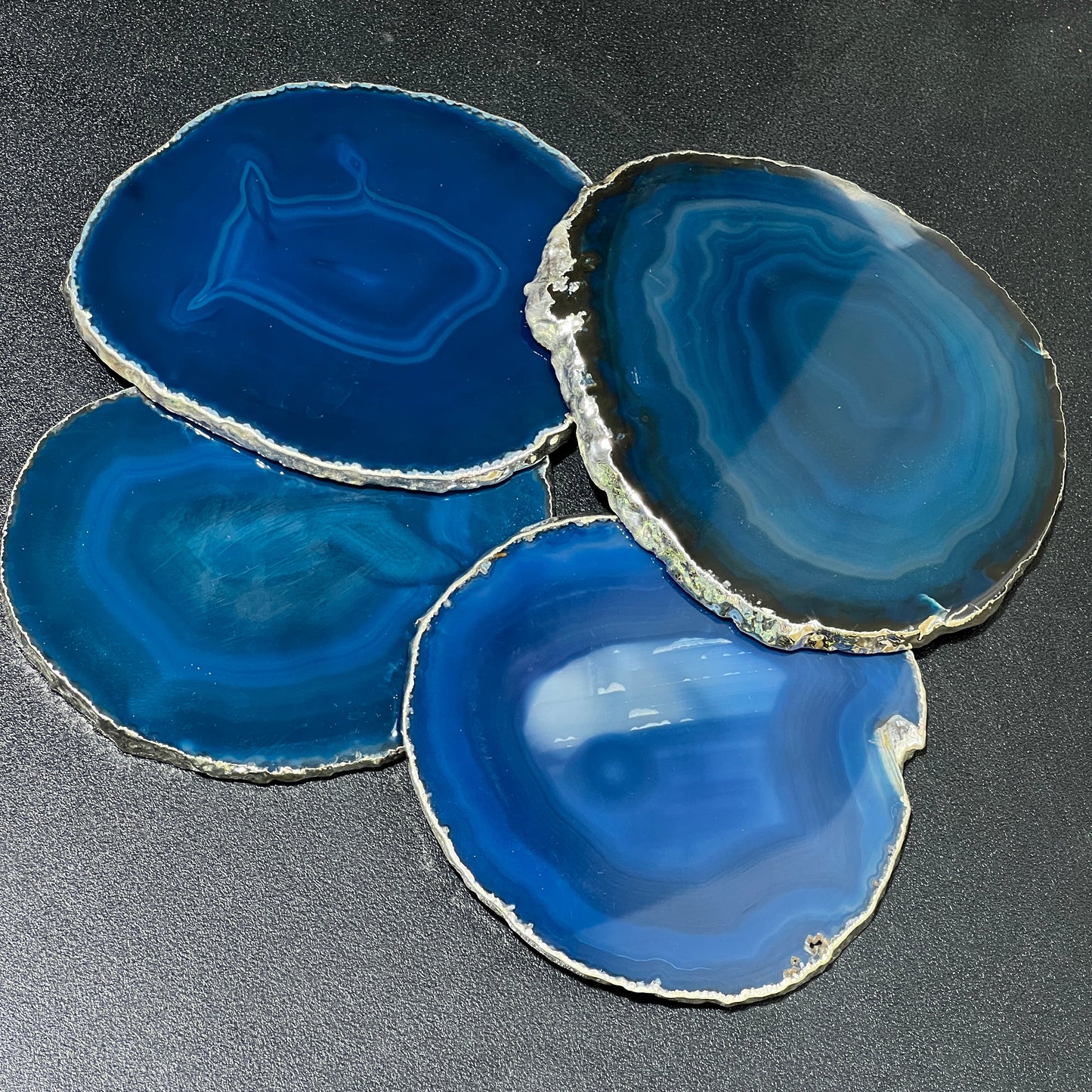 Agate Slice Coaster Silver Plated (4-5 Inches) Grade A Escort Place Cards