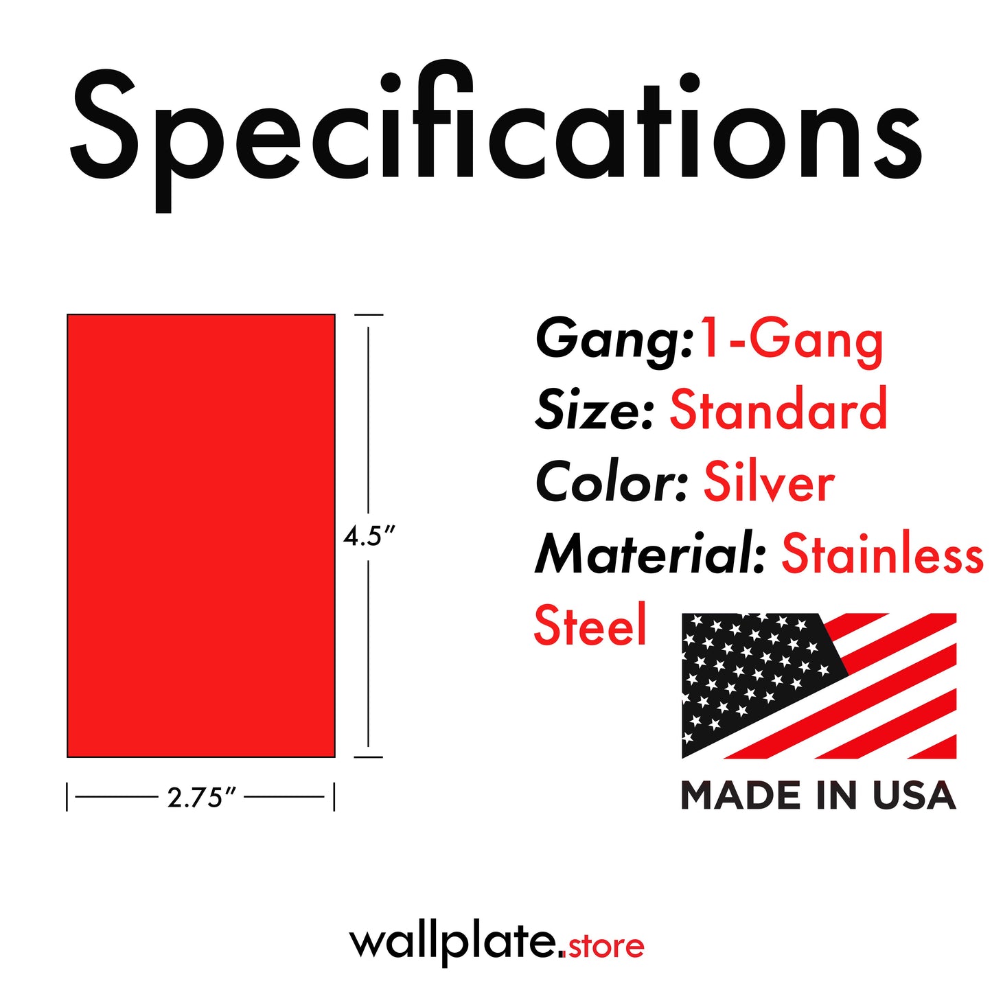 1 Gang GFI, Stainless Steel Decora Switch Wall Plate Cover, Standard Size
