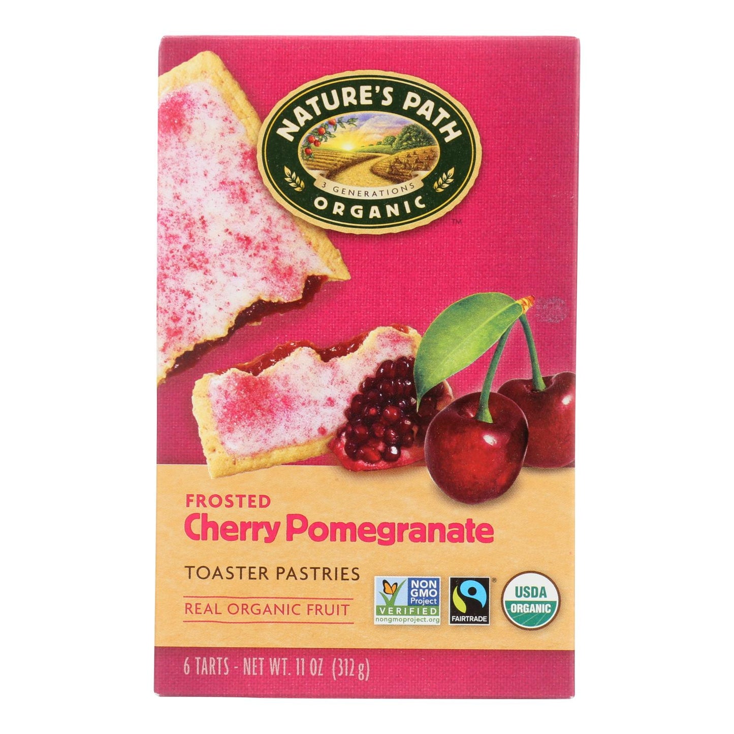 Nature's Path Organic Frosted Toaster Pastries - Cherry Pomegranate - Case Of 12 - 11 Oz.