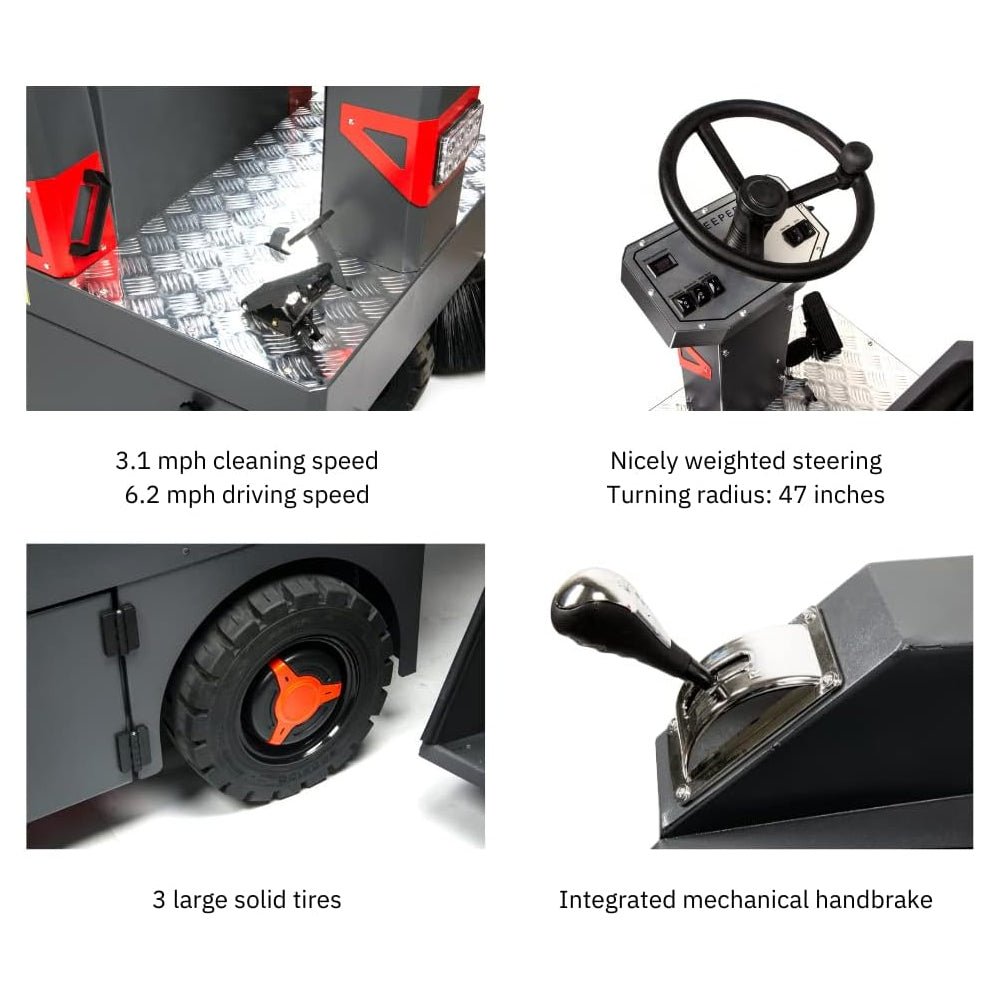 49" Heavy Duty Electric Industrial Ride-On Floor Sweeper With Dust Bin, 1400W (92718463)