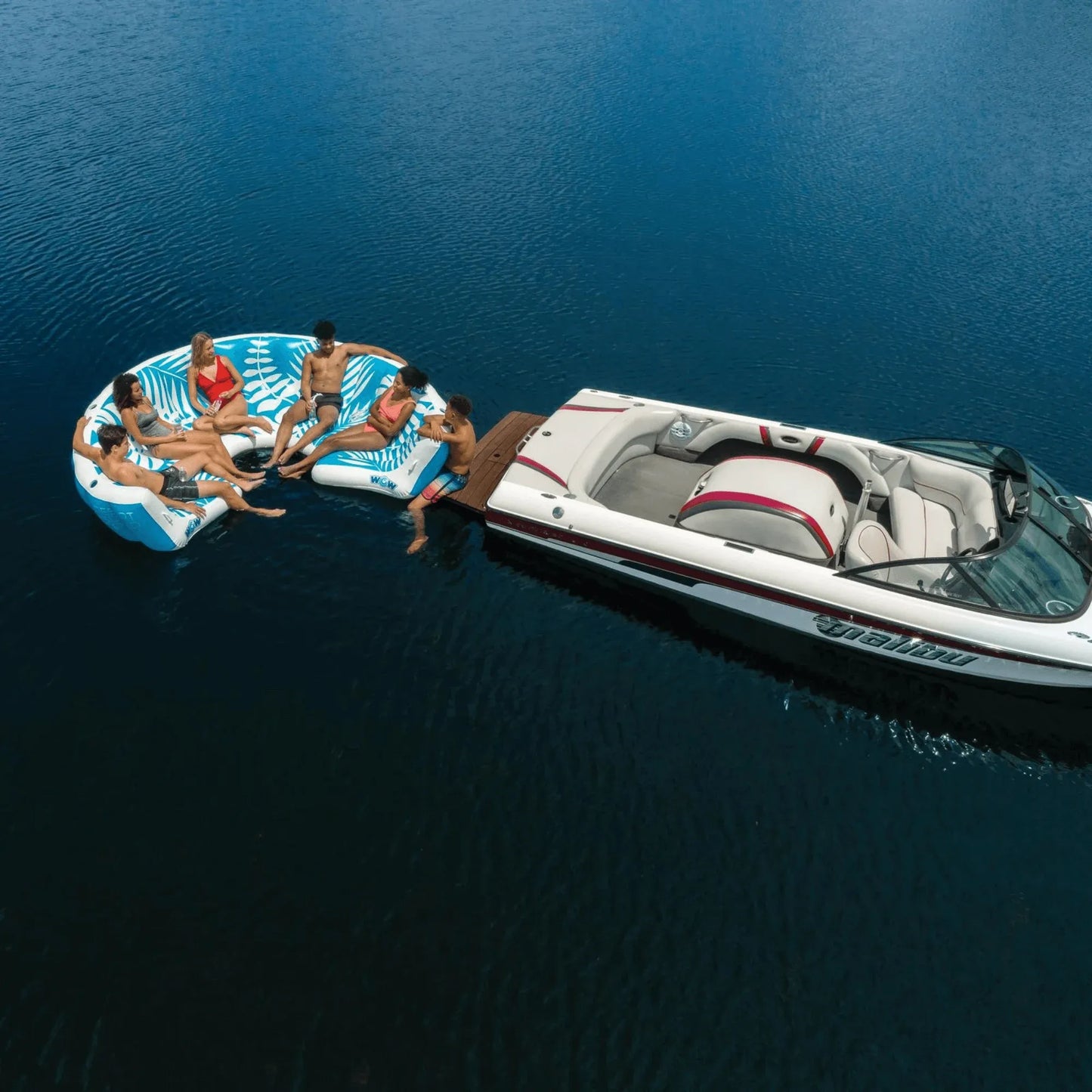 WOW Watersports Inflatable Lounging Resort Island for 6-8 People w Cup Holders