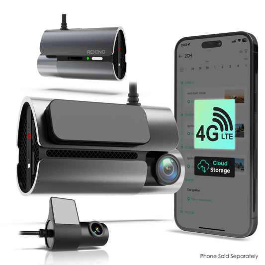 Rexing 4G LTE 2-Channel Dash Cam with GPS – 2.5K Front + 1080p Rear | Real-Time Remote Access & Alerts - All Products, Products from Rexing, 📷 Cameras + Optics - Little Red General Store