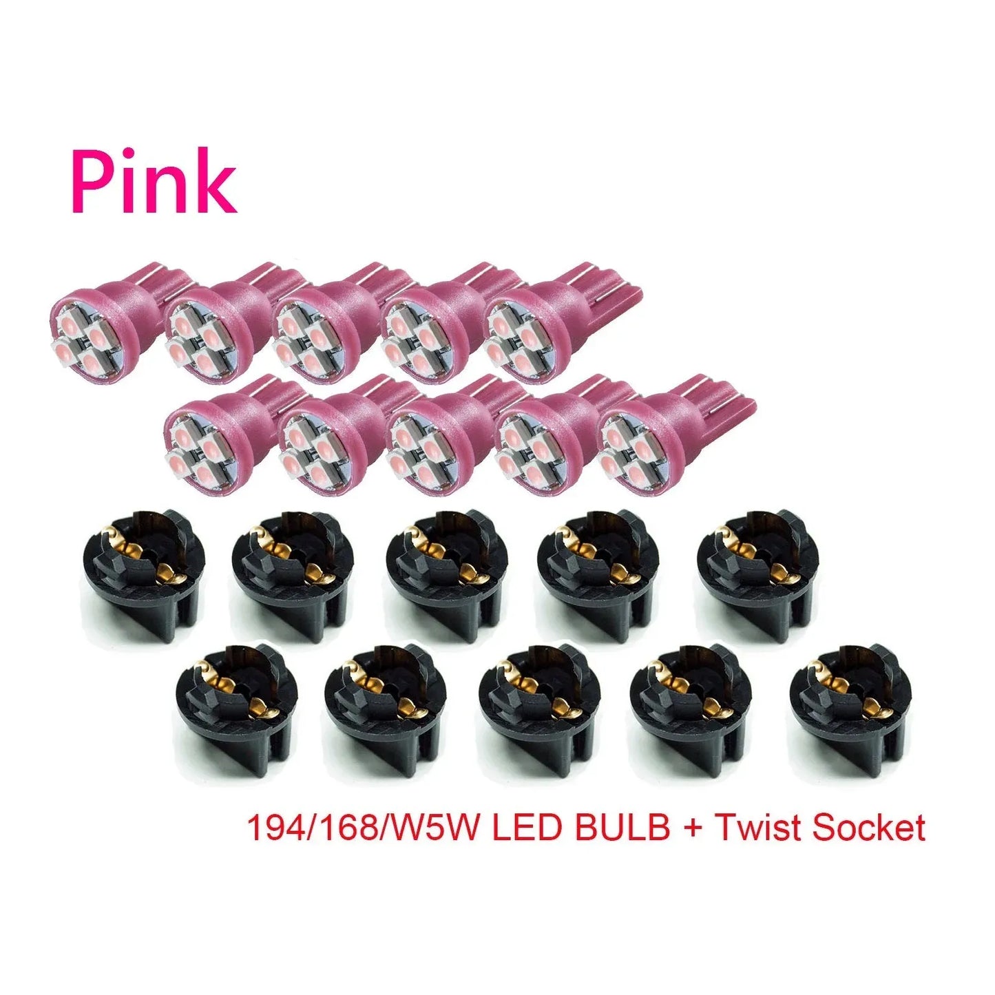 T10 168 194 4SMD 3528 Led instrument Panel Dash Light Bulb 1/2" Twist Lock Socket -12V