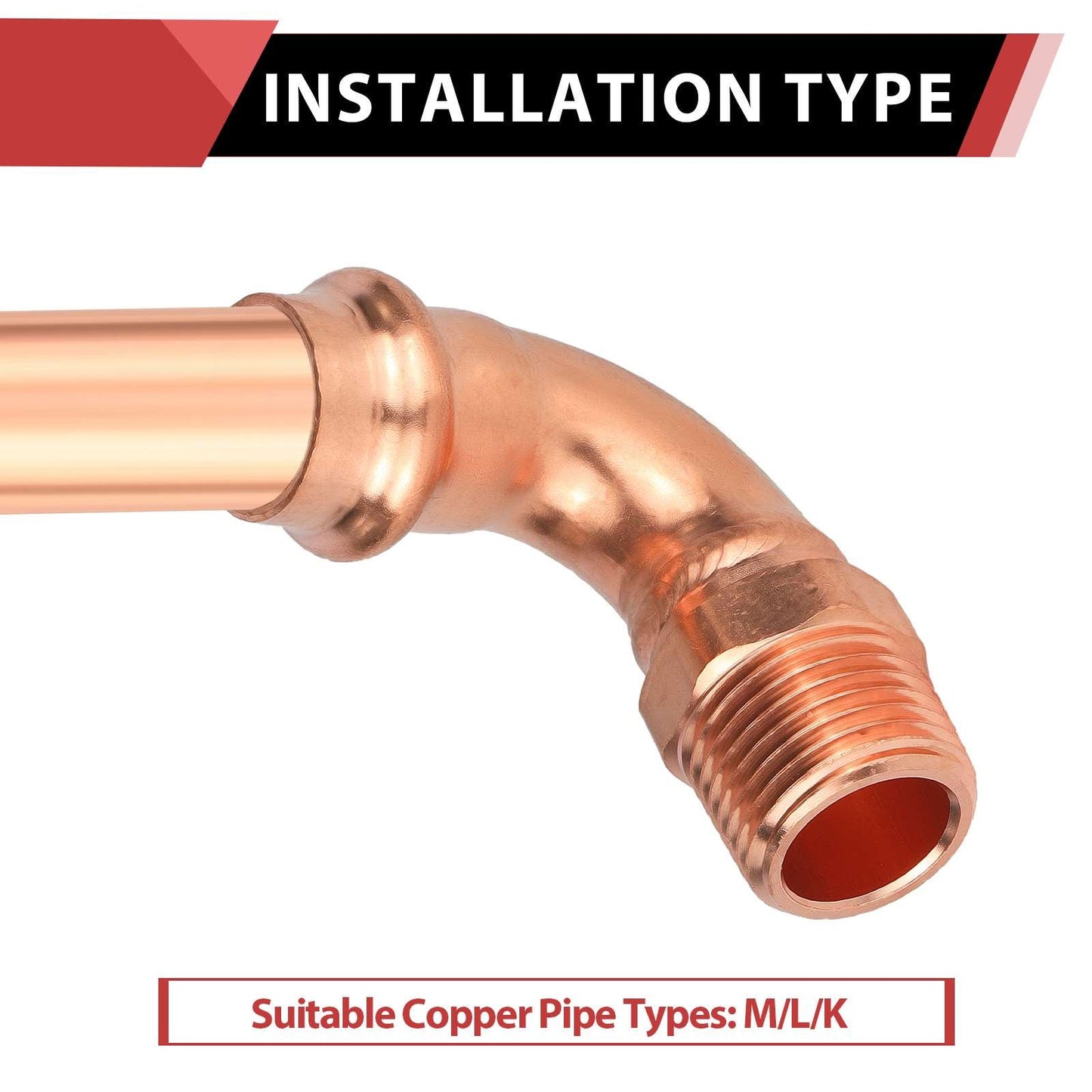 1/2" Copper Press Male Elbow (Lead Free)