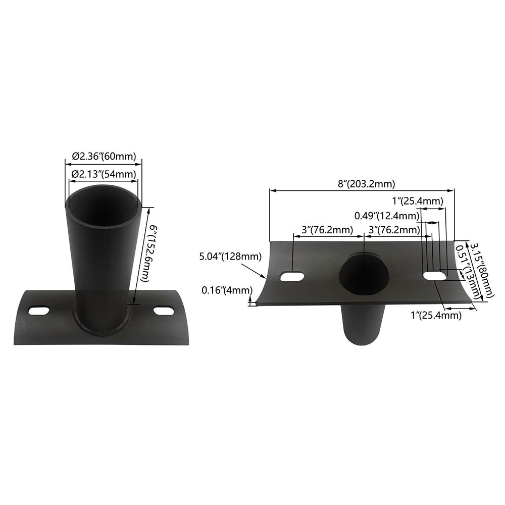Side Tenon for Round Pole, Horizontal Tenon Adapter for 2-3/8 inch Slip Fitter Mount Shoebox LED Street Light, Single Spoke Mount Light Pole Brackets