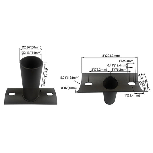 Side Tenon for Round Pole, Horizontal Tenon Adapter for 2-3/8 inch Slip Fitter Mount Shoebox LED Street Light, Single Spoke Mount Light Pole Brackets