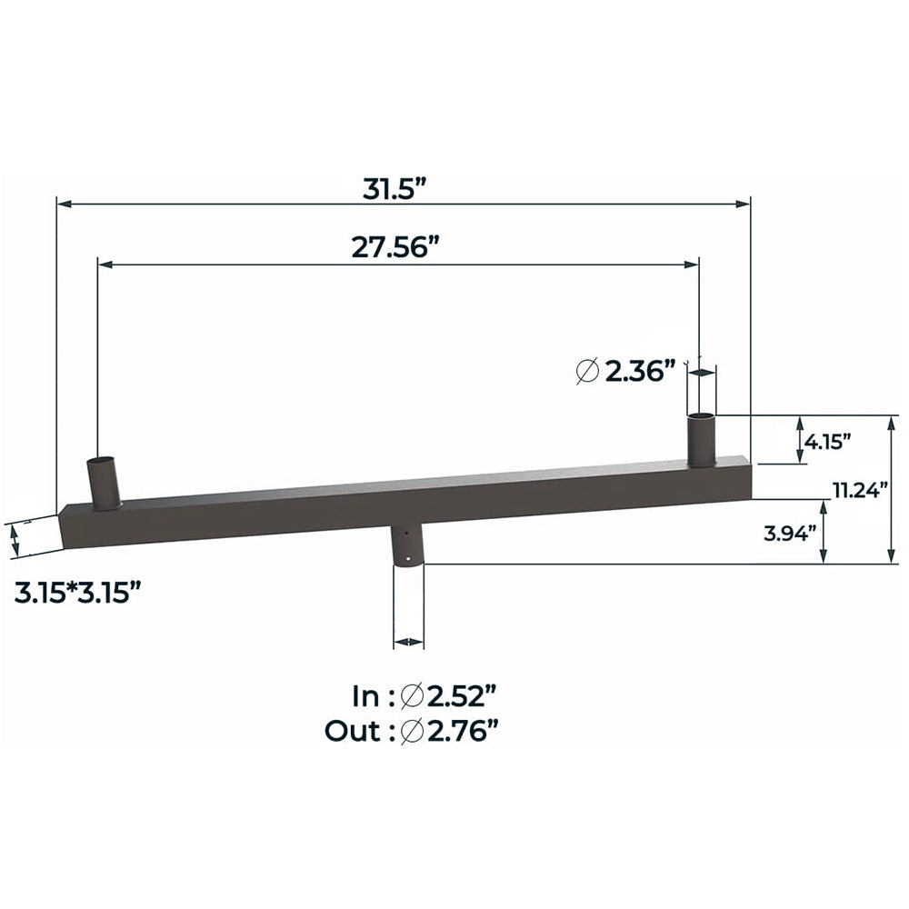Bullhorn Tenon Adapter with 2 Arms for 2-3/8" LED Shoebox Parking Lot Pole Lights, Street Light & Area Light Heavy Duty Round Pole Mounting Bracket
