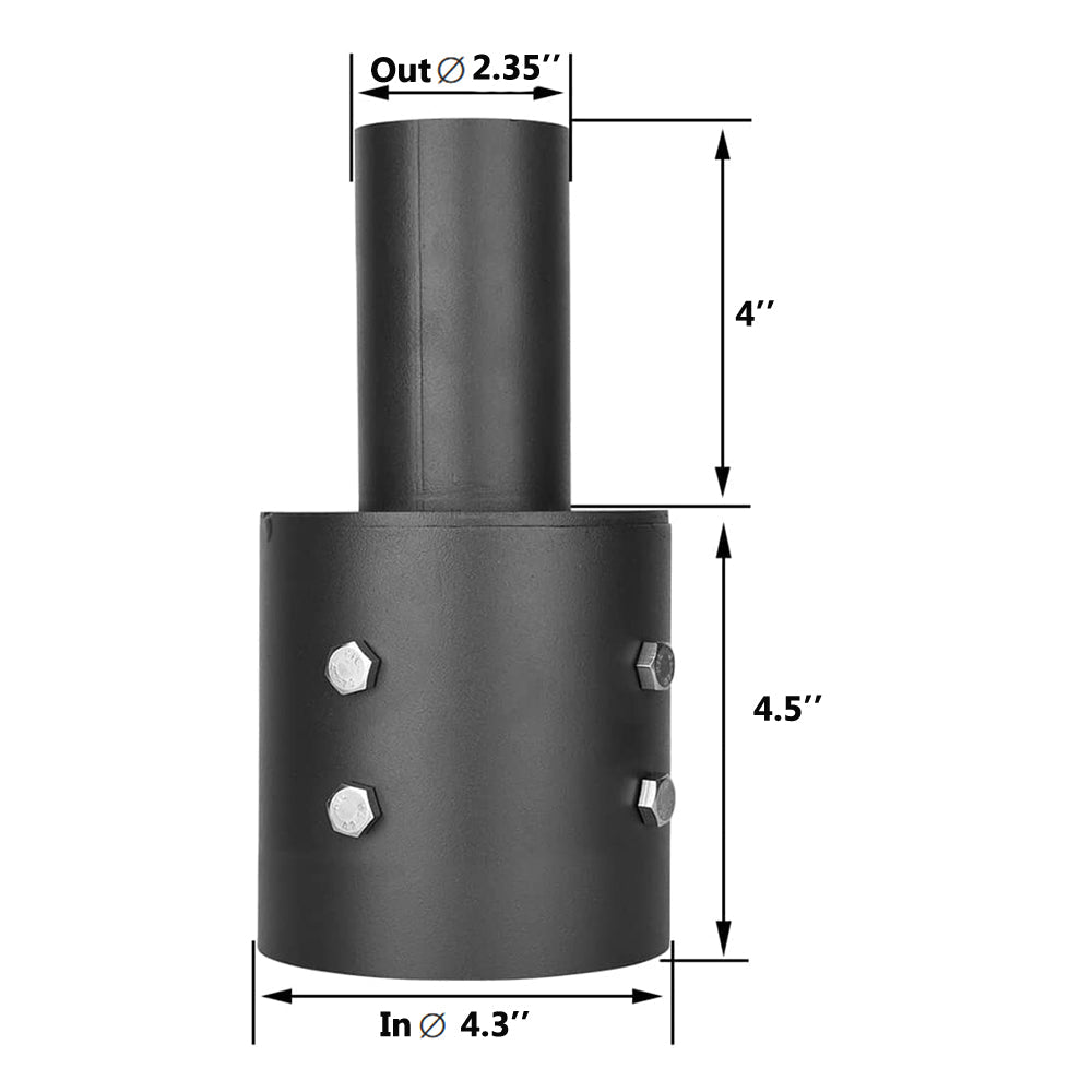 4 Inch Round Pole Bracket Tenon Adapter for Outdoor Shoebox Parking Lot Light, Street Light with 2-3/8in Slip Fitter, Mounting Bracket Accessories