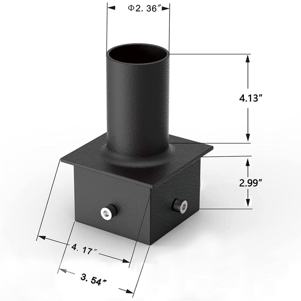 Tenon Adapter, 4" Square Pole Bracket,2-3/8in Slip Fit Mounting for Shoebox, Parking Lot Lights, Single Spoke Mount Light Pole Bracket Accessories