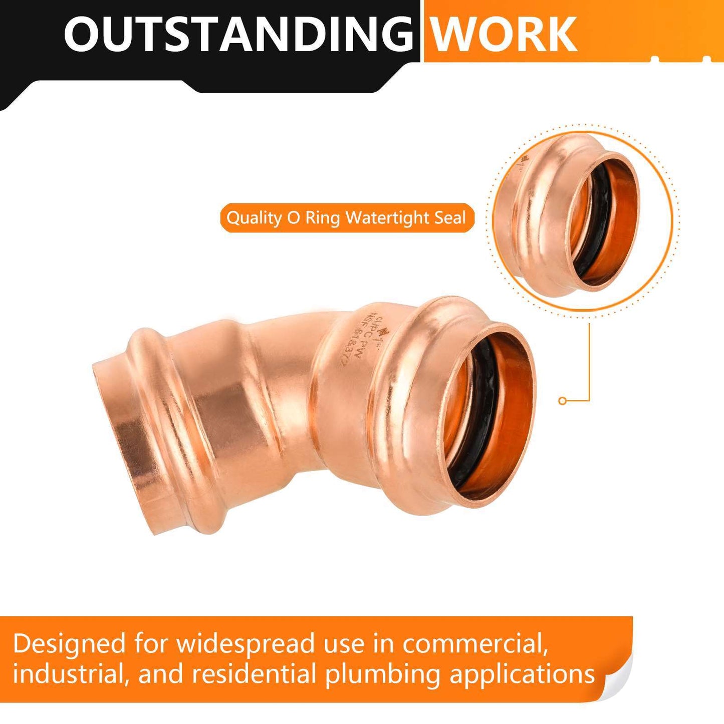 1" Press Copper 45° Elbow (Lead Free)