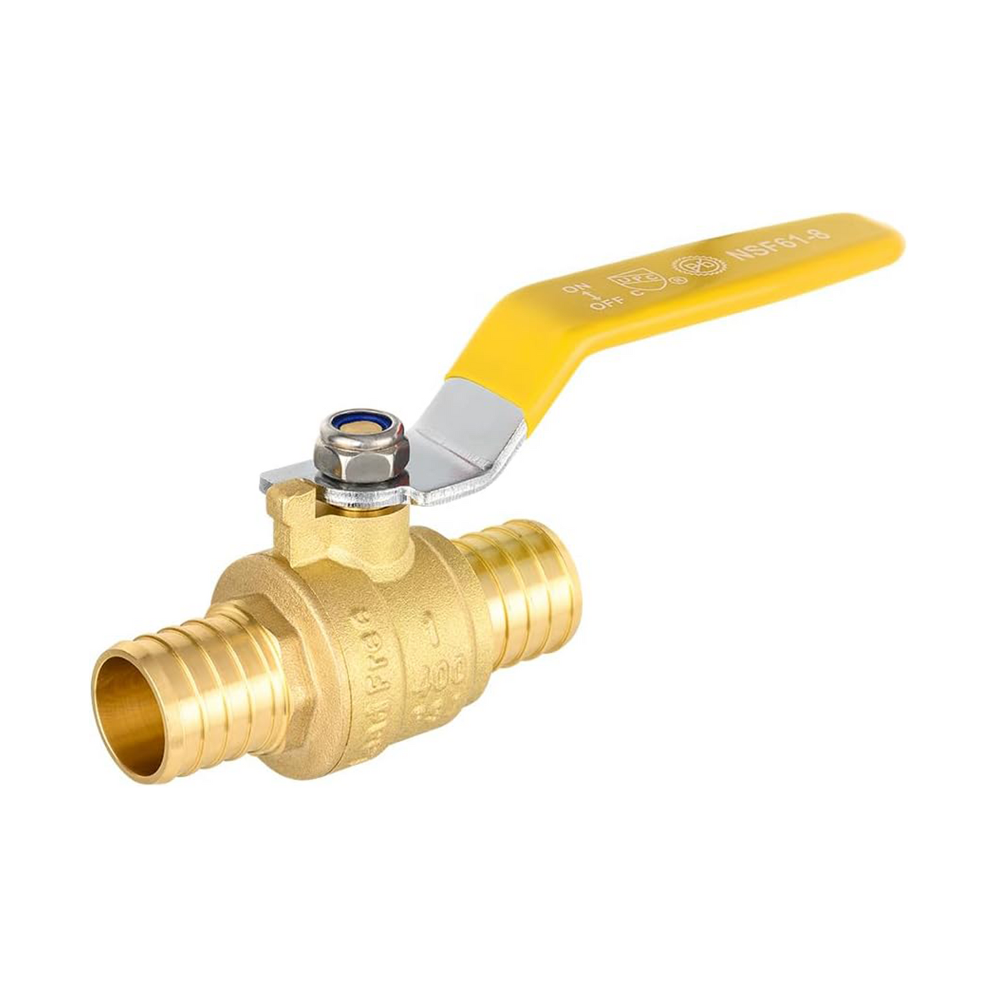 1" PEX Crimp Ball Valve, Yellow (Lead Free)