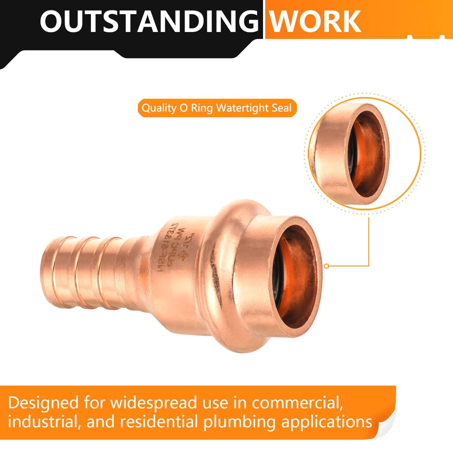 1/2" Press Copper x 1/2" PEX Crimp Adapter (Lead Free)