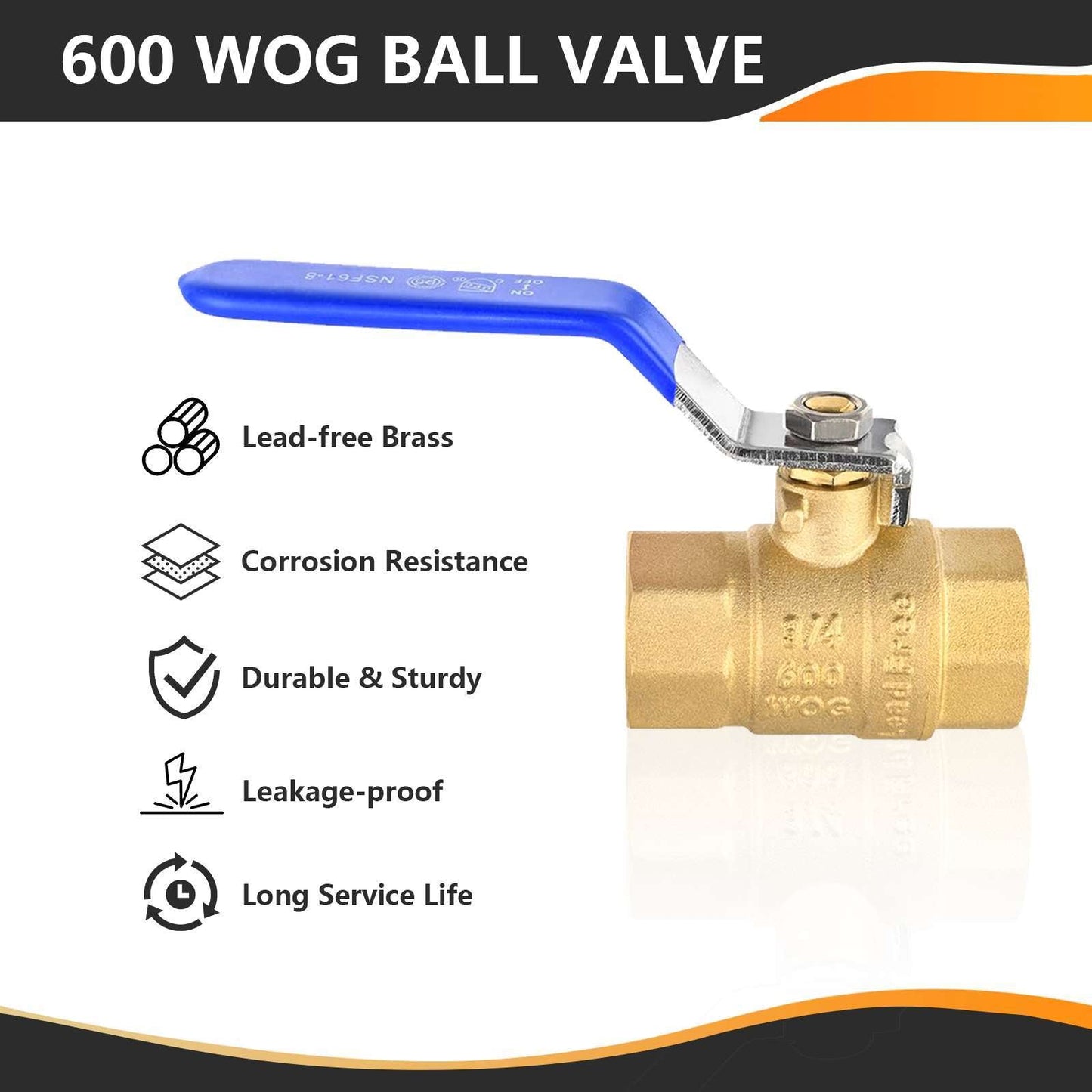 1/2" FNPT Ball Valve, Blue (Lead Free)