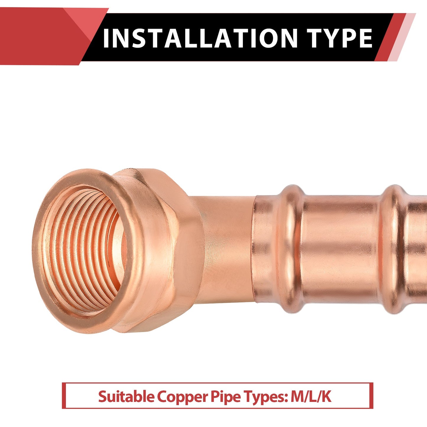 1/2"  FTG Press x 1/2" Female Threaded Copper Street Adapter (Lead Free)
