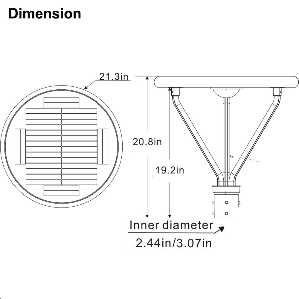 LED Solar Post Light with PIR sensor and Time Controller 40W 5000LM 5000K Daylight Solar Powered IP65 Waterproof for Lawn Patio Yard Pathway Garden Lighting