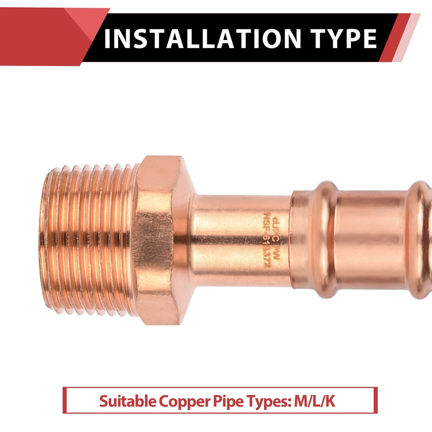 1/2" FTG Press x 3/4" Male Threaded Copper Street Adapter (Lead Free)
