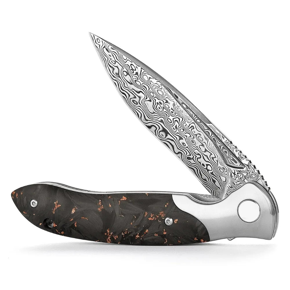 Raven VG10 Ultralight Folding Pocket Knife with Titanium & Carbon Fiber Handle