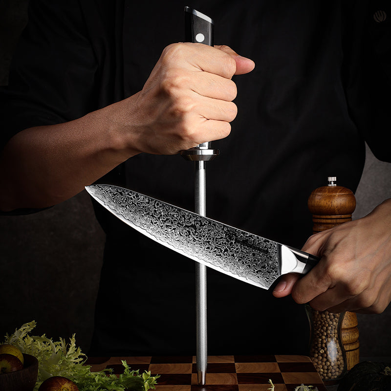 Professional Diamond Knife Sharpener 10 inch German Stainless Steel Black G10 Fiber