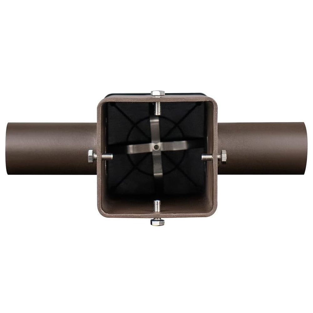 Twin 180° Horizontal Tenon Adapter for 4 inch Square Light Pole, Steel Mounting Bracket Accessories for Outdoor LED Shoebox Parking Lot Lighting