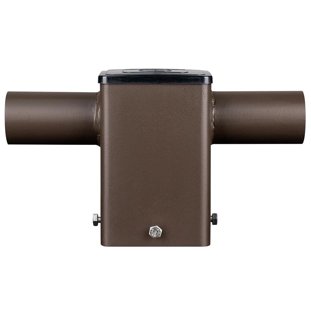 Twin 180° Horizontal Tenon Adapter for 4 inch Square Light Pole, Steel Mounting Bracket Accessories for Outdoor LED Shoebox Parking Lot Lighting