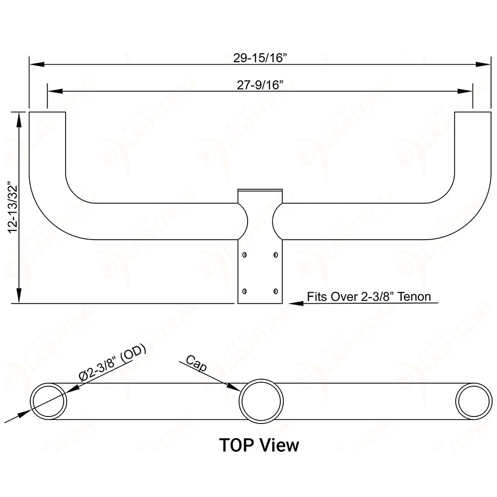 Double Bullhorn Mounting Bracket for 2 Lighting Fixtures with 2-3/8" Slip Fitter,2 Arms at 180 Degree,Bullhead Tenon Adapter,Heavy Duty Steel,Dark Bronze