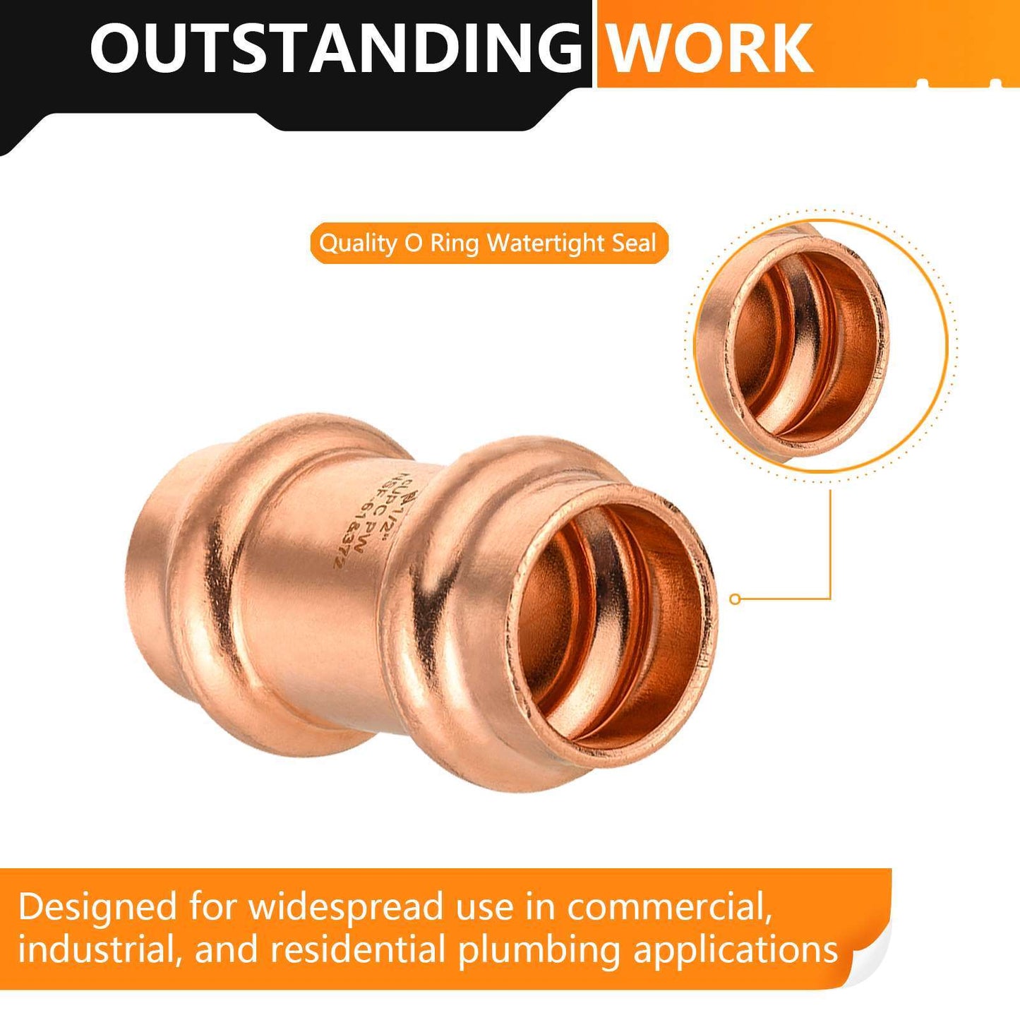 1/2" Press Copper Coupling w/Stop (Lead Free)