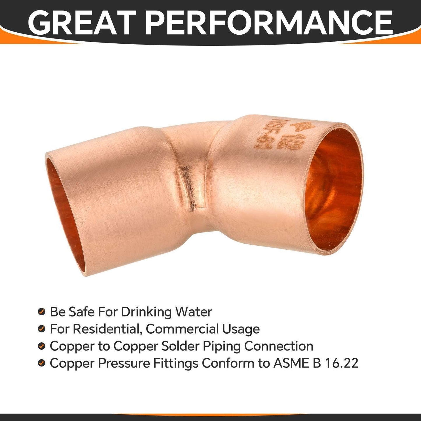 1/2" 45º Copper Elbow