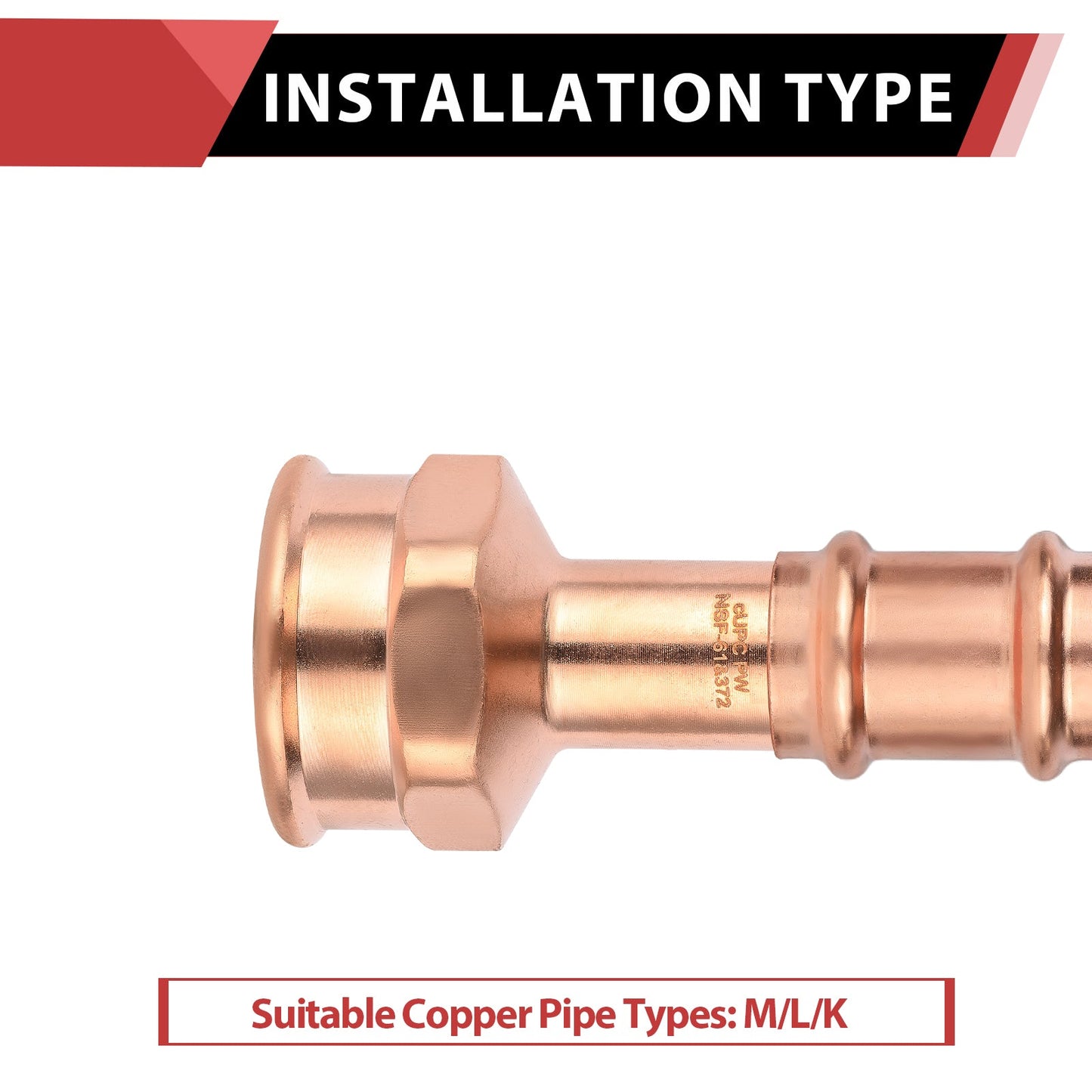 1/2" FTG Press x 3/4" Female Threaded Street Copper Adapter (Lead Free)