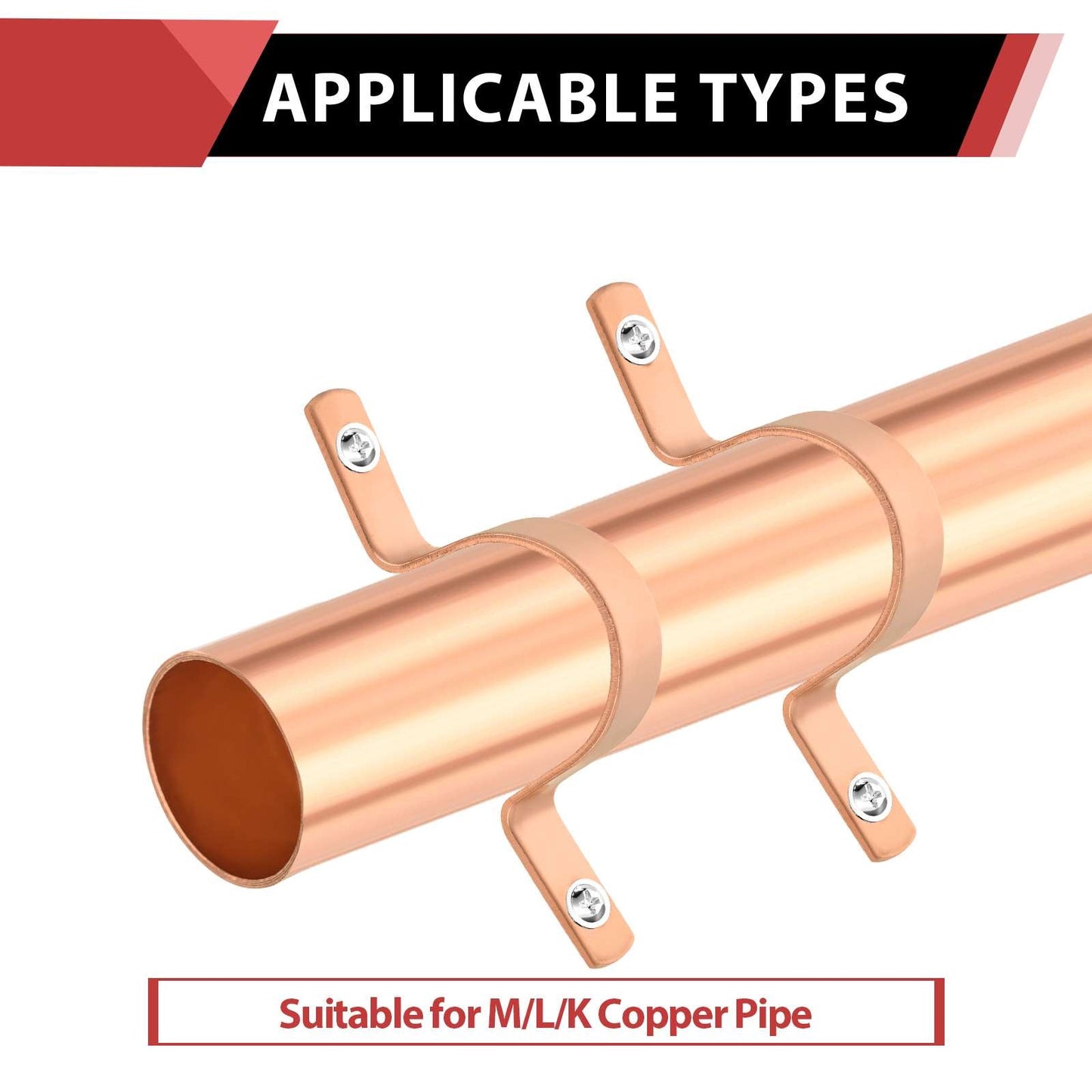 1-1/4" Copper Pipe Straps, Two Hole