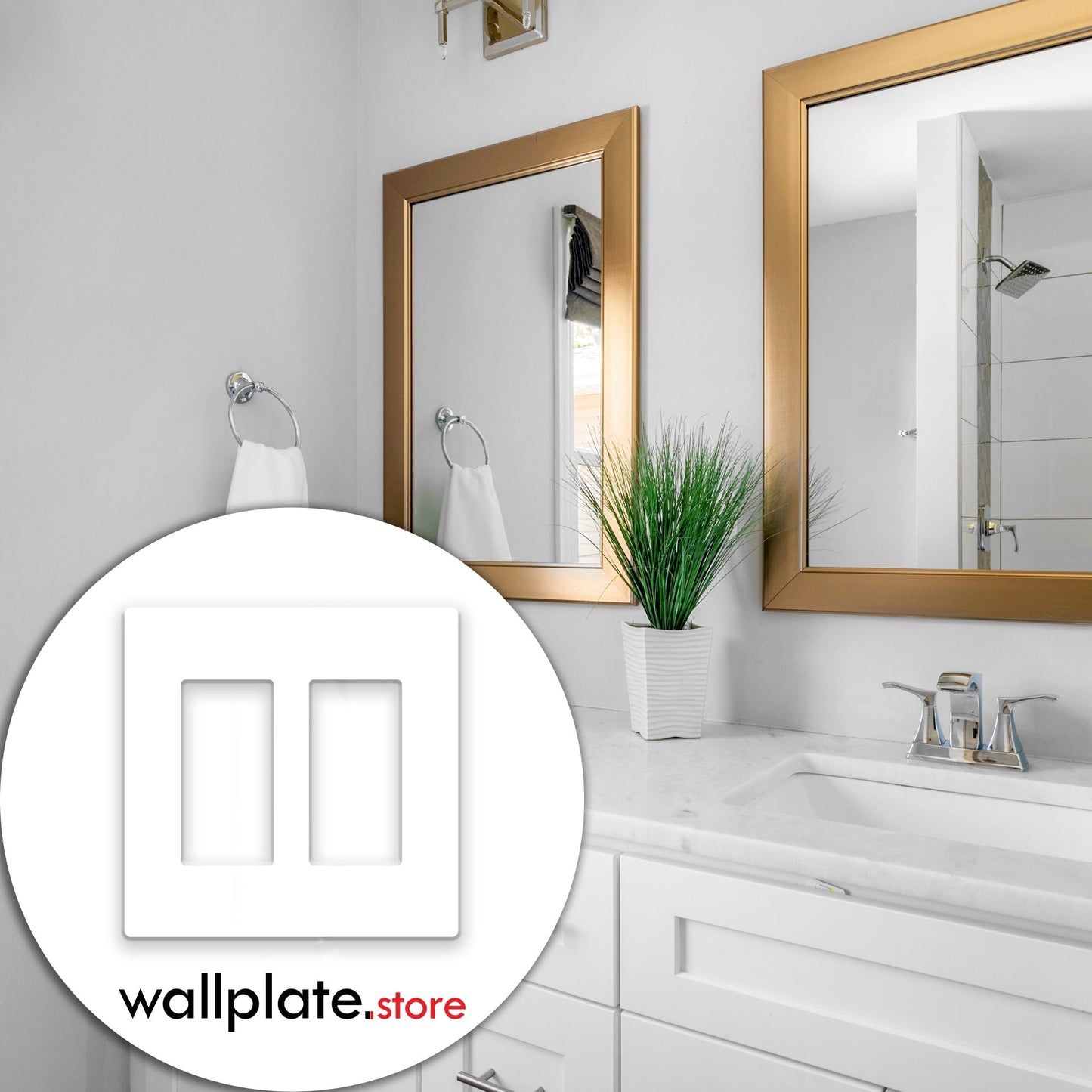 2-Gang White Screwless Rocker Switch Wall Plate
