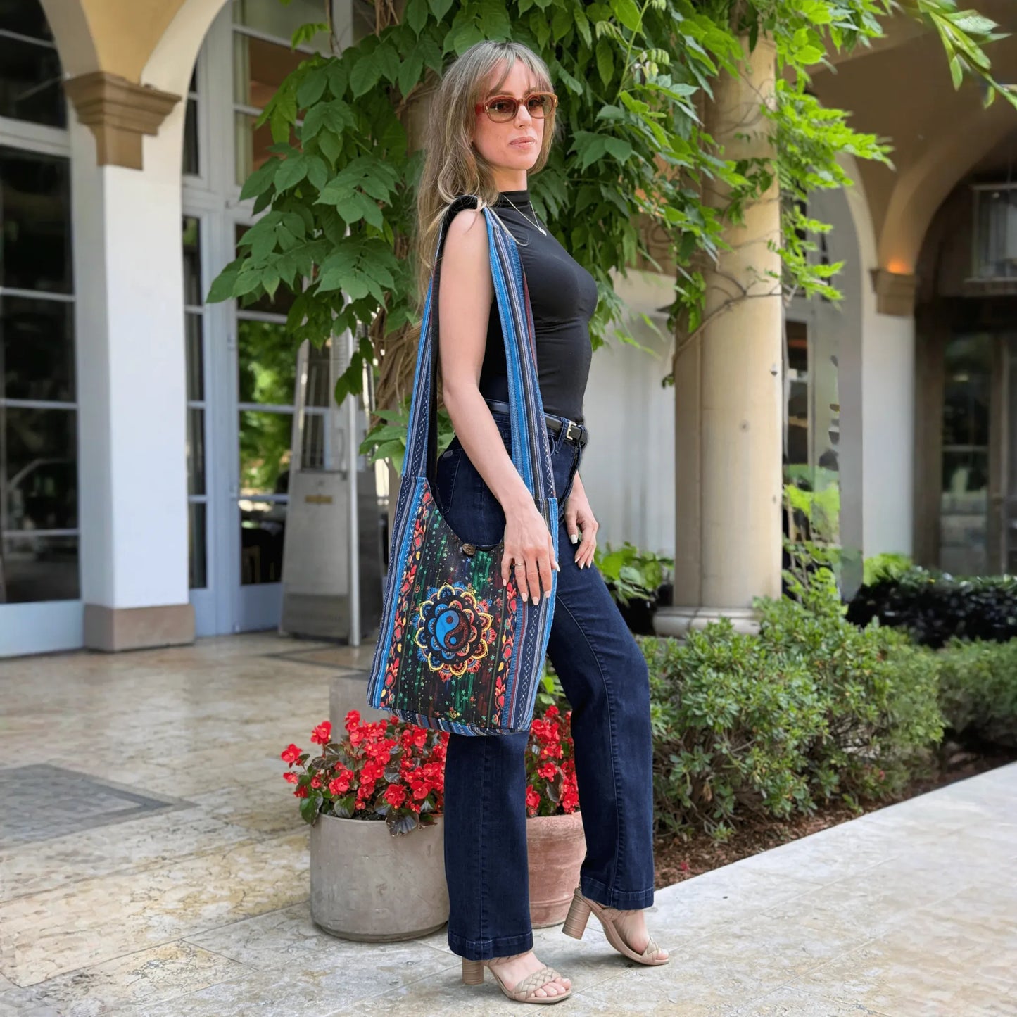 Kathmandu Collection Yin Yang Print Hobo Bag