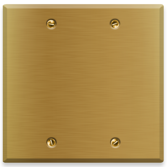 2-Gang Satin Brass Blank Wall Plate