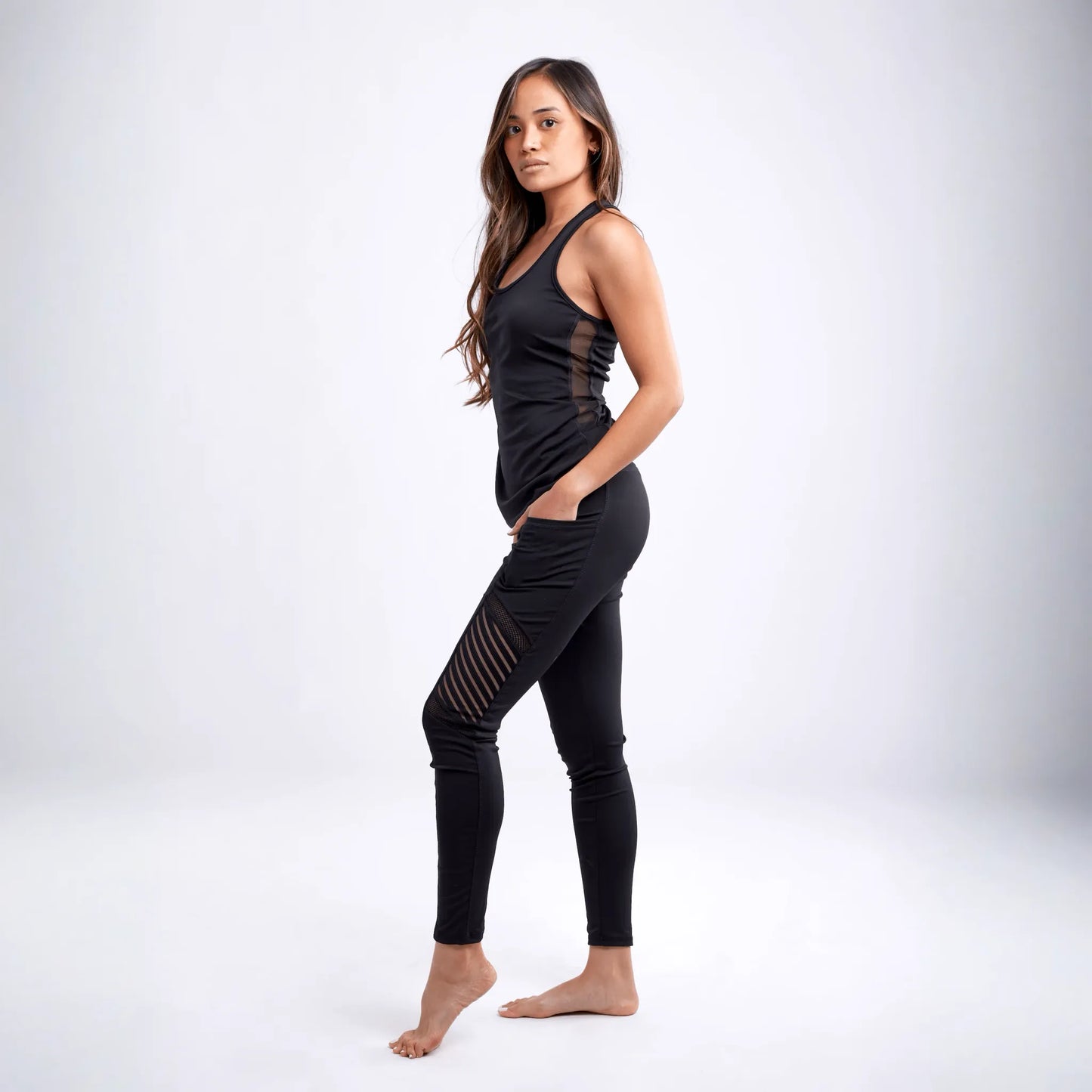 JupiterGear High-Waisted Pilates Leggings with Side Pockets & Mesh Panels