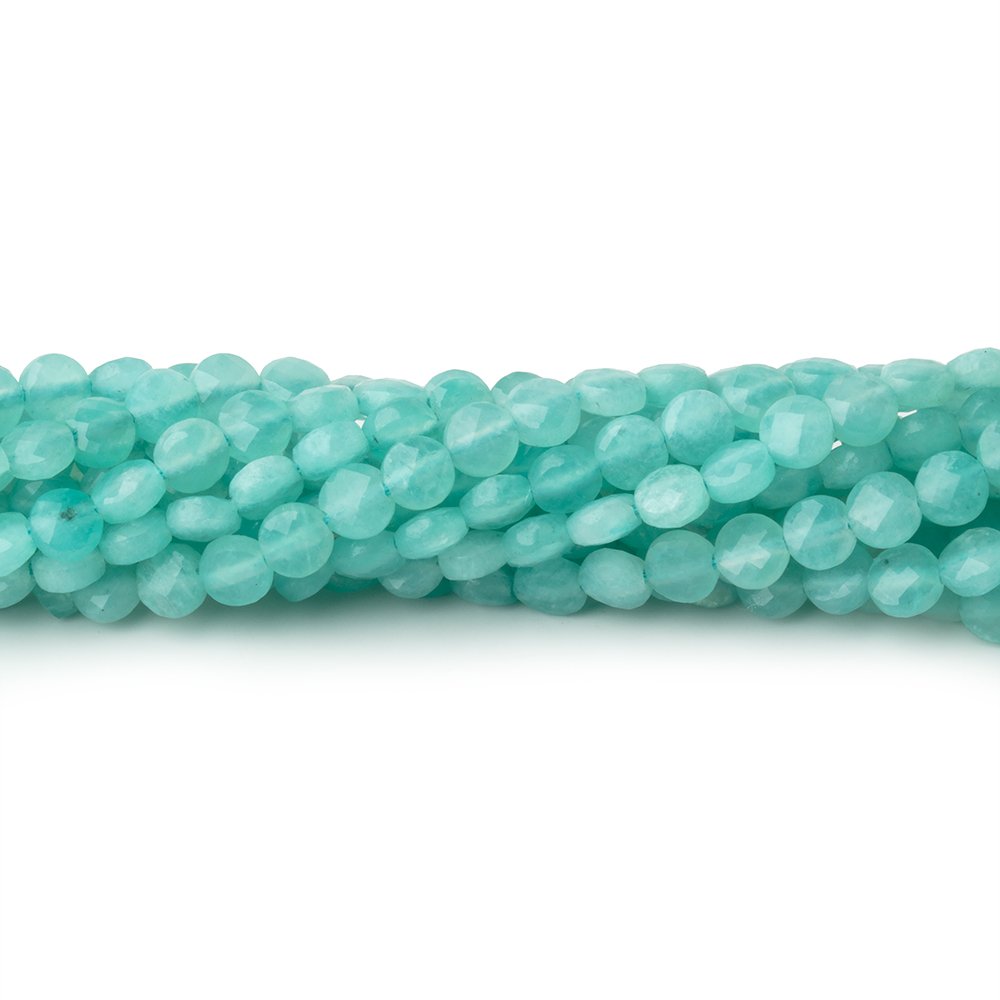 4mm Amazonite Checkerboard Faceted Calibrated Coins 12.25 inch 82 Beads