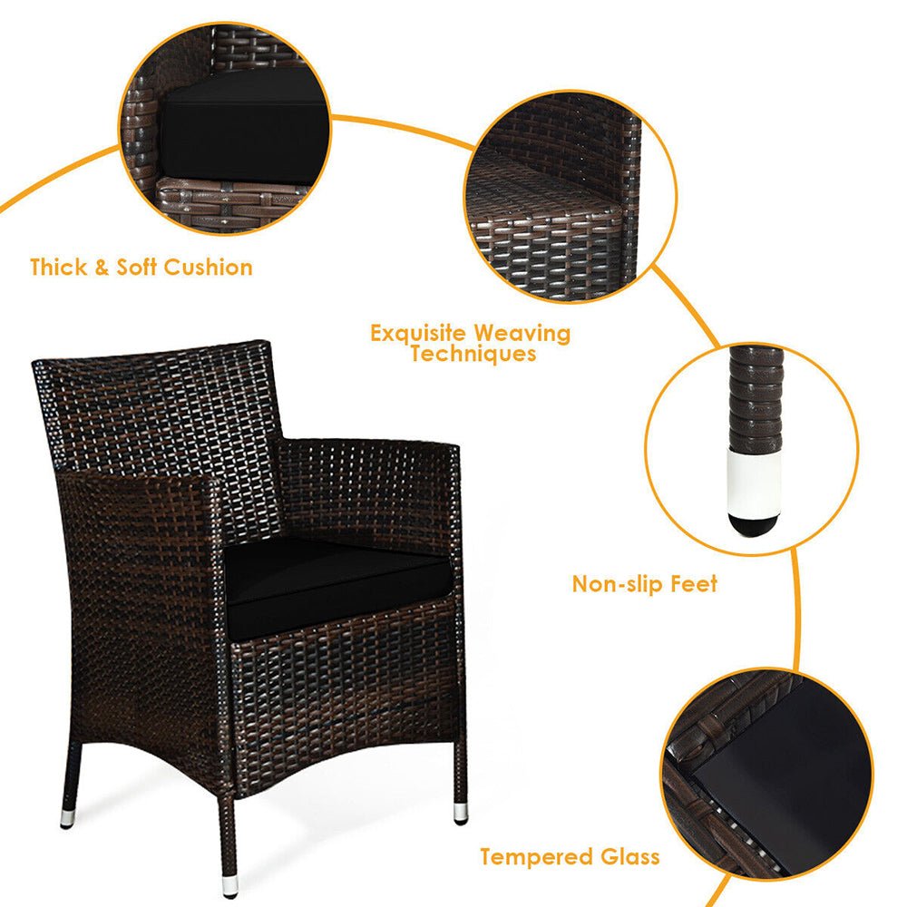 4PCS Outdoor Rattan Patio Furniture Set With Cushions & Coffee Table (92175463)