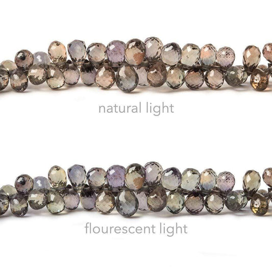 4x3mm Color Change Avocado Sapphire Tear Drop Briolette 8.5 inch 140 pieces