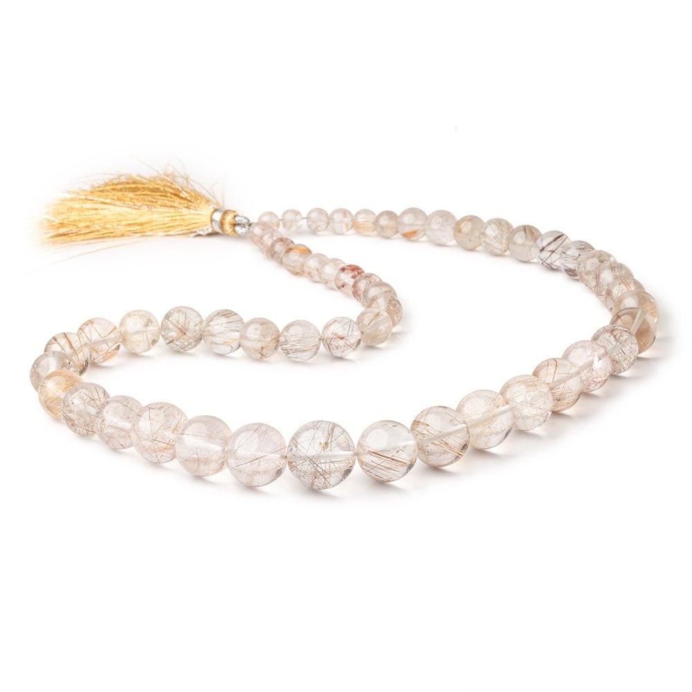5-12mm Rutilated Quartz Plain Round Beads 16 inch 54 pieces