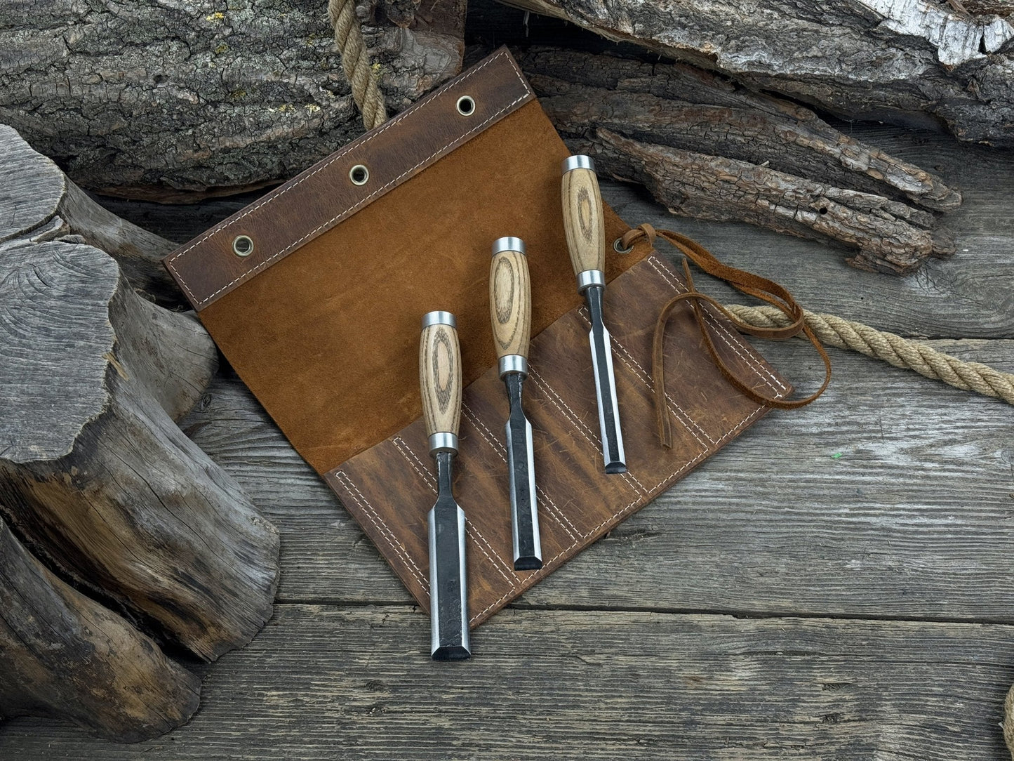 5 Pocket Leather Chisel Roll