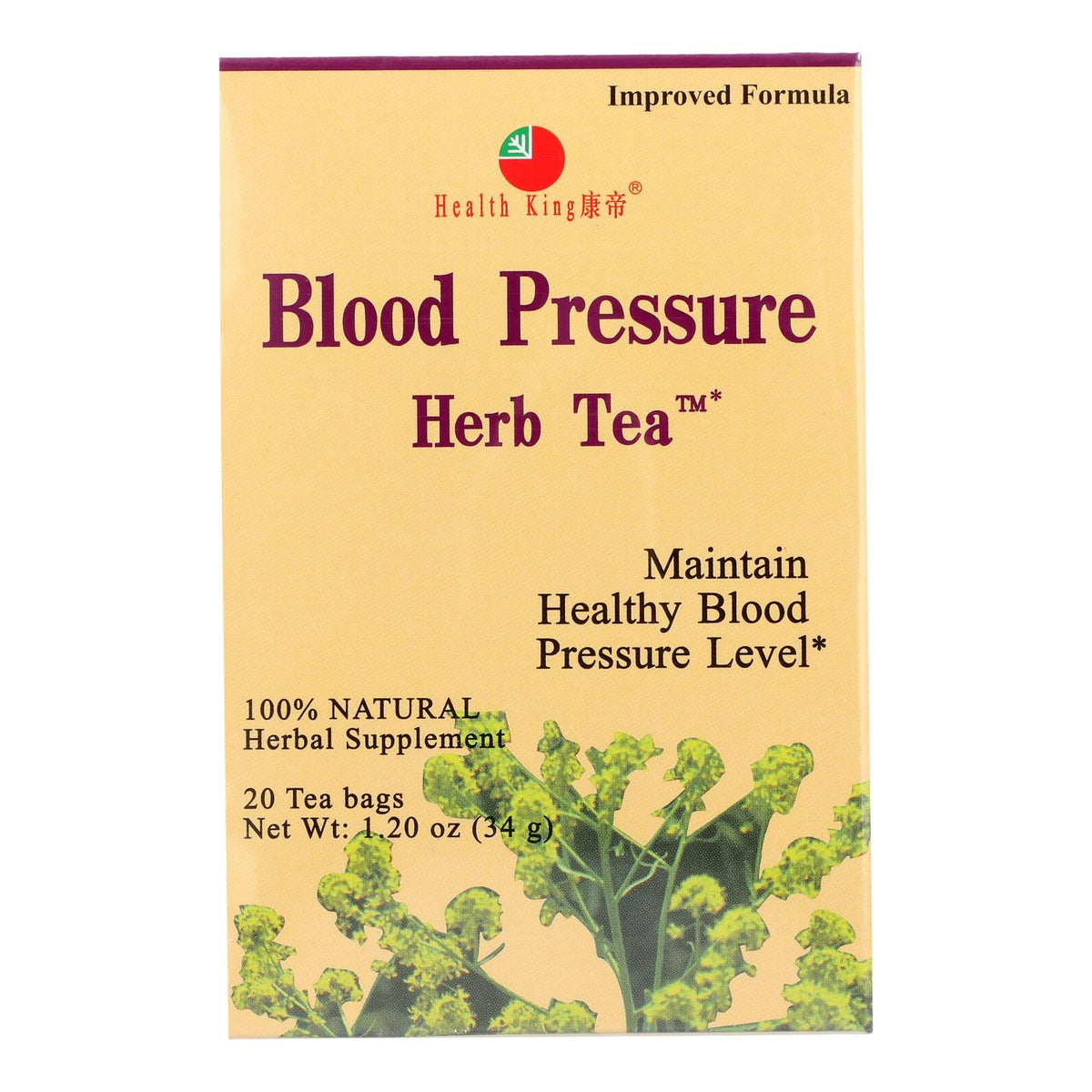 Health King Blood Pressure Herb Tea, 20 Tea Bags